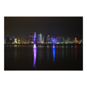 Impression Photo Skyline Doha, Qatar la nuit