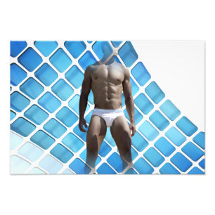 Impression Photo SlipperyJoe's homme musclé six-pack abs blanc sous