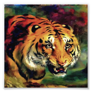 Impression Photo Snarling Tiger Portrait Artistique