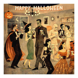 Impression Photo Soirée Martini Halloween Rétro Milieu de Siècle 40