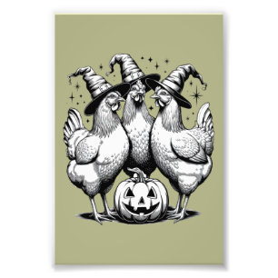 Impression Photo Sorcières de poulet drôle d'Halloween sorcière vin