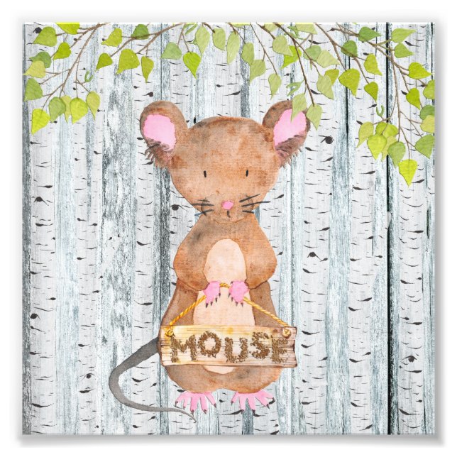 Impression Photo Souris - Amis des bois - Illustration de l'aquarel (Devant)
