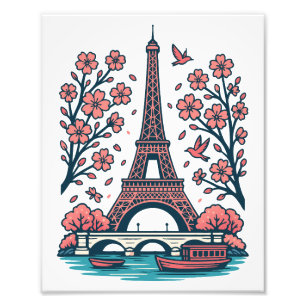 Impression Photo Souvenir parisien Tour Eiffel Paris Cherry Tree