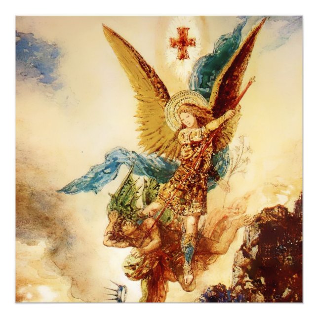 Impression Photo "St Micheal Vanquishing Satan" de Gustave Moreau (Devant)