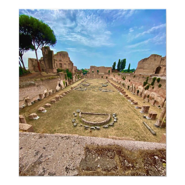 Impression Photo Stade Palatine Ruines à Rome, Italie (Devant)