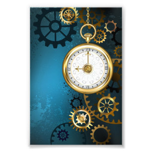 Impression Photo Steampunk Arrière - plan turquoise avec Gears