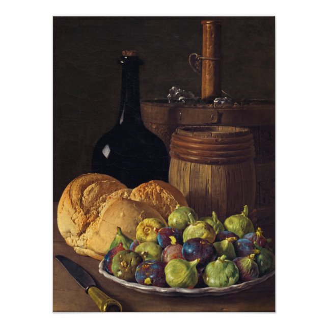 Impression Photo Still Life with Figs and Bread de Luis Melendez (Devant)