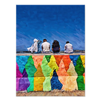 Impression Photo Street Art Vibrant avec le groupe d'amis