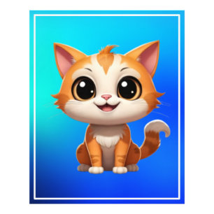 Impression Photo Style de dessin animé de chat orange mignon - 8973