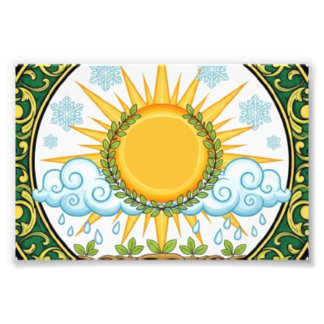 Impression Photo Sun and Rain Nature Cycle Botanical Emblem ART