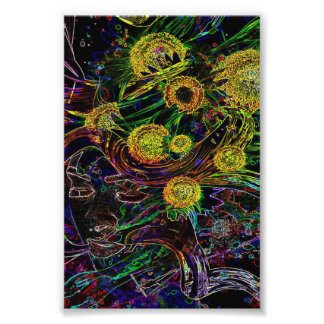 Impression Photo Sunflower Art psychédélique - Cadeau d'anniversair