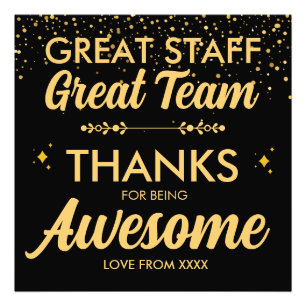 Impression Photo Super Équipe Super Personnel Merci Signe   Employé
