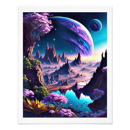 Impression Photo Superbe espace par défaut avec planètes mystiques 