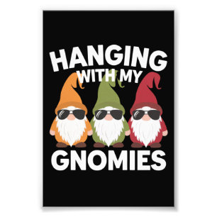 Impression Photo Suspendu avec mes gnomes drôle de gnome de jardin