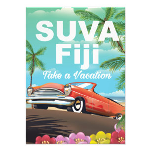 Impression Photo Suva, Fidji affiche de vacances vintage