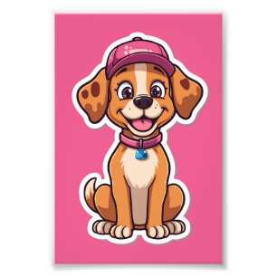 Impression Photo Sweet Cartoon Chien - Happy Puppy dans Sticker Cas
