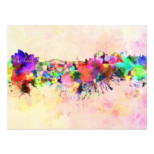 Impression Photo Sydney skyline in background watercolor