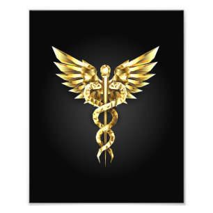 Impression Photo Symbole caducee polygonale or