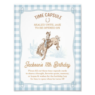 Impression Photo Symbole de cowboy bleu Plaid 1st Rodeo Time Capsul