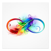 Symbole d'infini avec plume arc-en-ciel