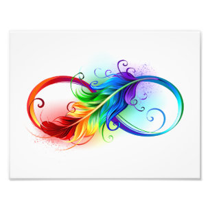 Impression Photo Symbole d'infini avec plume arc-en-ciel