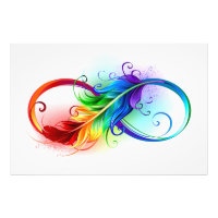 Symbole d'infini avec plume arc-en-ciel