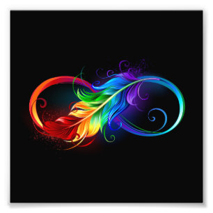 Impression Photo Symbole d'infini avec plume arc-en-ciel