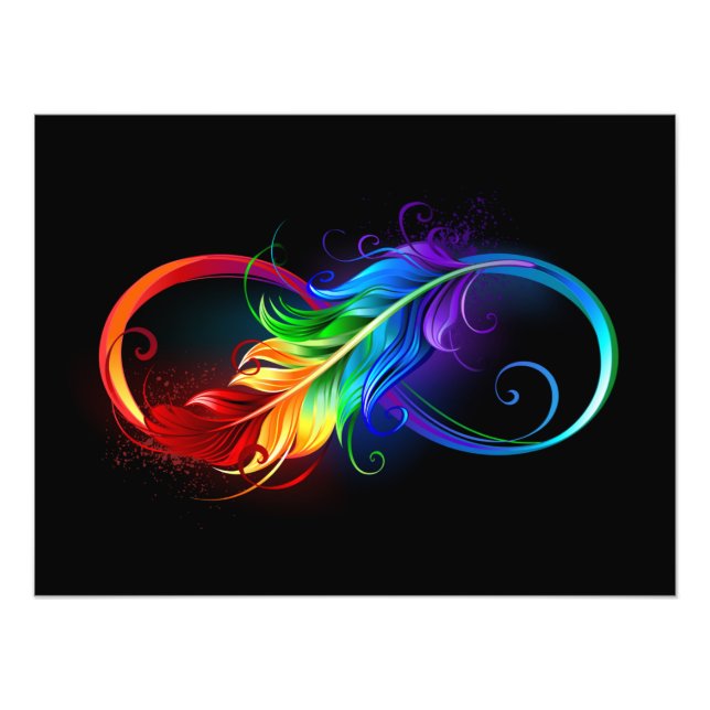 Impression Photo Symbole d'infini avec plume arc-en-ciel (Devant)