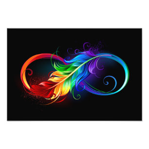 Impression Photo Symbole d'infini avec plume arc-en-ciel