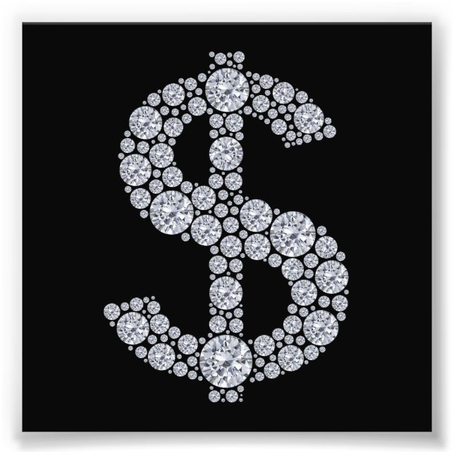 Impression Photo SYMBOLE Dollar Diamant Bling (Devant)