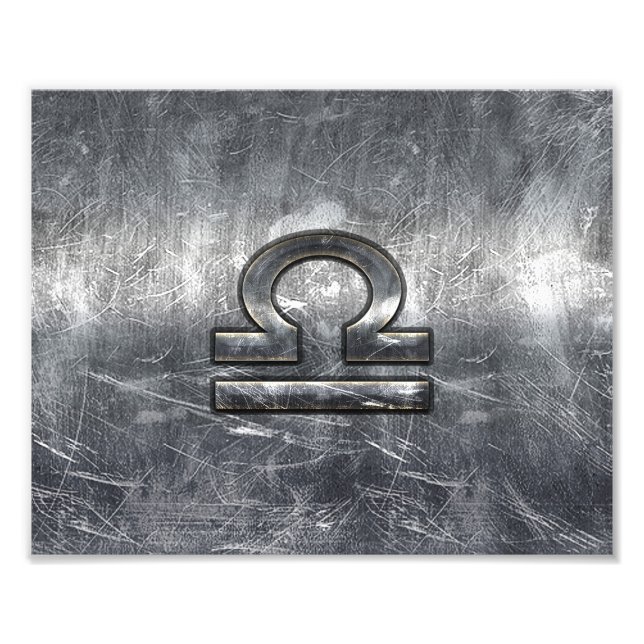 Impression Photo Symbole du Zodiaque de Libra dans le style argenté (Devant)