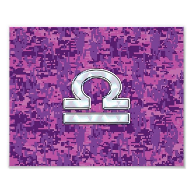 Impression Photo Symbole du Zodiaque de Libra sur Camo numérique Fu (Devant)