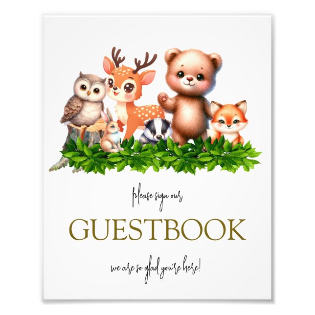 Impression Photo Symbole GuestBook pour animaux forestiers (Devant)
