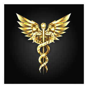 Impression Photo Symbole Polygonal Or Caduceus