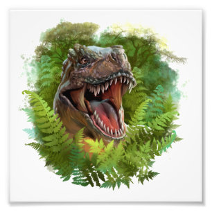 Impression Photo T-Rex qui regarde hors de la brousse