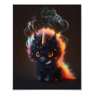 Impression Photo T-shirt Unicorne noir fumeur