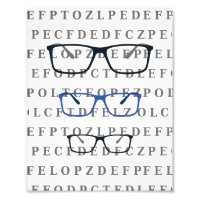 Tableau de test oculaire d'opticien et lunettes