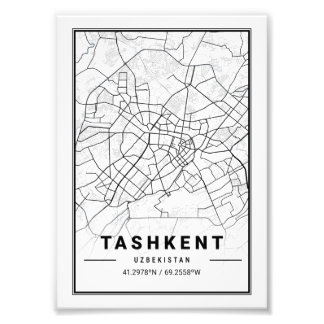Impression Photo Tachkent - Carte de la ville lumineuse d'Ouzbékist