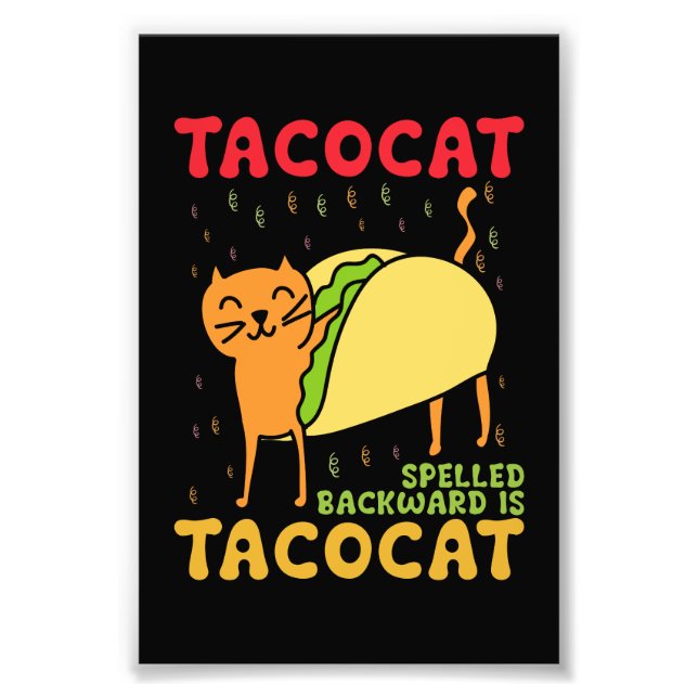 Impression Photo Tacocat épelé à l'envers Tacos Chats Cinco De Mayo (Devant)