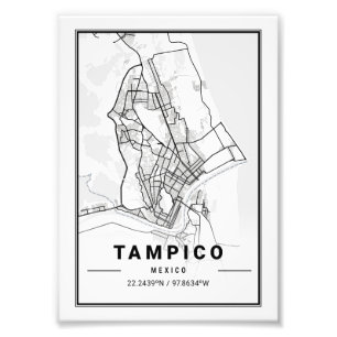 Impression Photo Tampico - Carte de la ville ligue de Mexico