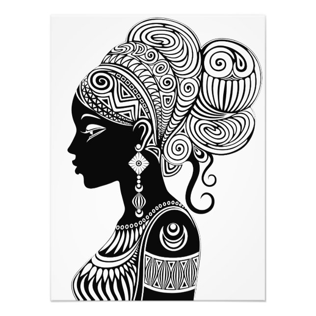 Impression Photo Tatouage Tribal Portrait de Fille Africaine (Devant)