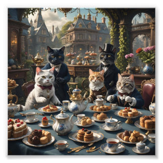 Impression Photo Tea Party de chats victoriens