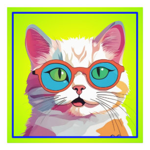 Impression Photo Tête de chat Portant des lunettes Clipart
