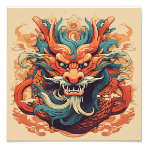 Impression Photo Tête de dragon colorée