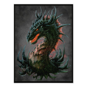 Impression Photo Tête de dragon noir Regal - Couleur complète