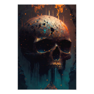 Impression Photo Tête de mort à fond apocalyptique