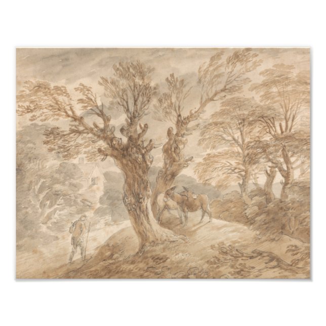 Impression Photo Thomas Gainsborough - Paysage boisé avec paysan (Devant)
