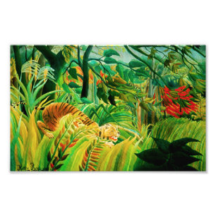 Impression Photo Tigre de Henri Rousseau dans une copie tropicale