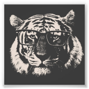 Impression Photo Tigre de hippie avec des verres