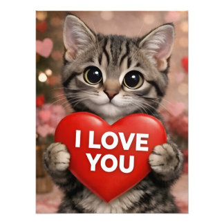 Impression Photo Tinsel le chaton de Noël Je t'aime! Affiche